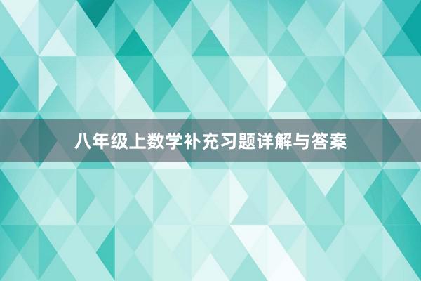 八年级上数学补充习题详解与答案